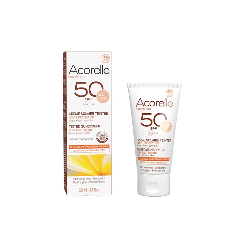 Acorelle Clair Light Tinted Sunscreen Spf 50 | Certified Organic
