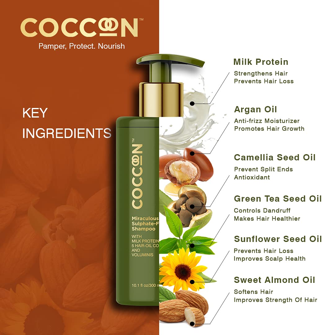 Coccoon Miraculous Shampoo With Milk Protein, 5 Hair-Oil Complex And Voluminis