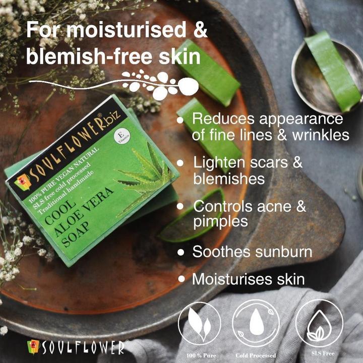 Shop Soulflower Cool Aloe Vera Soap on Sublime Life. Perfect for moisturising and healing skin
