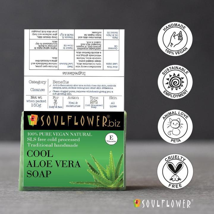 Shop Soulflower Cool Aloe Vera Soap on Sublime Life. Perfect for moisturising and healing skin