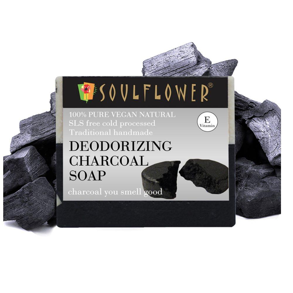 Shop Soulflower Deodorizing Charcoal Soap on Sublime Life. Fights impurities, body odour, and hydrates skin