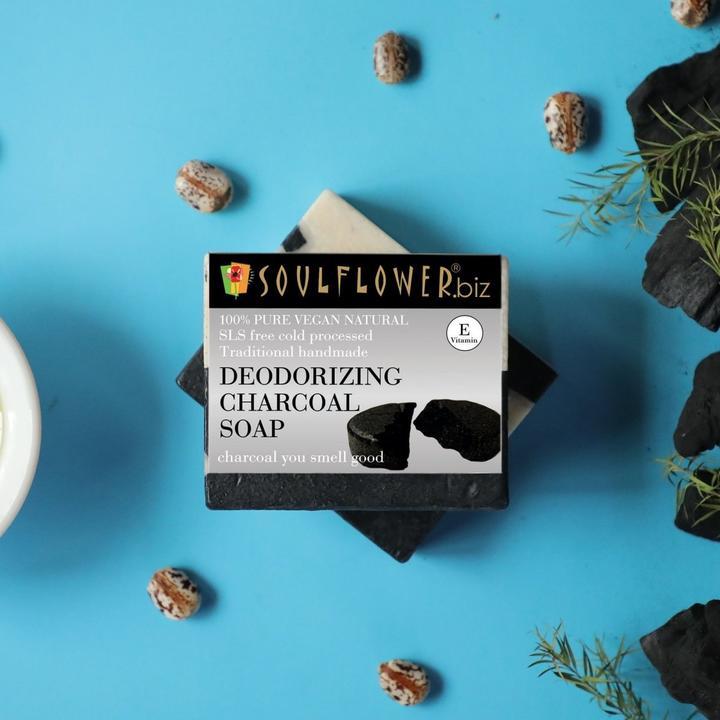 Shop Soulflower Deodorizing Charcoal Soap on Sublime Life. Fights impurities, body odour, and hydrates skin