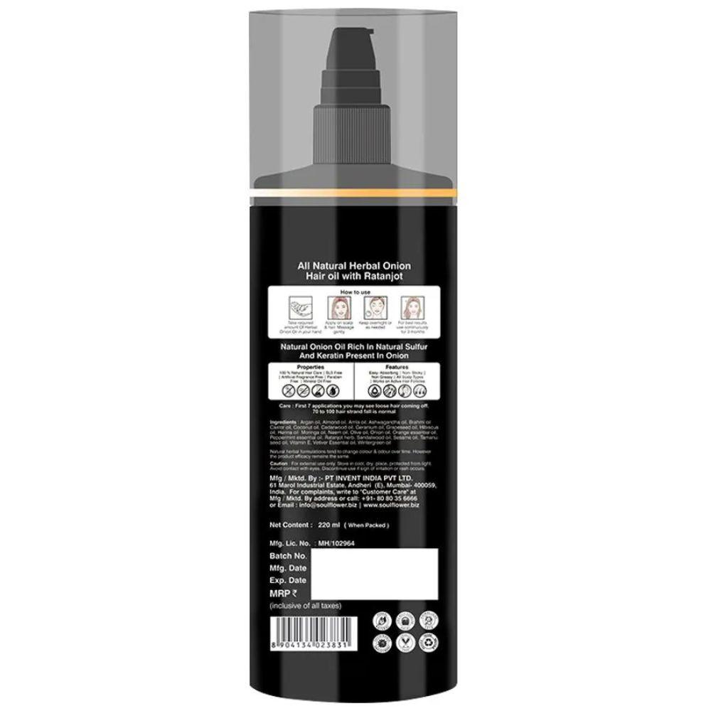 Shop Soulflower Herbal Onion Hair Growth Oil Blend of 20 Essential Oils & Extracts with Amla on Sublime Life. Fights Dandruff, hair loss and much more