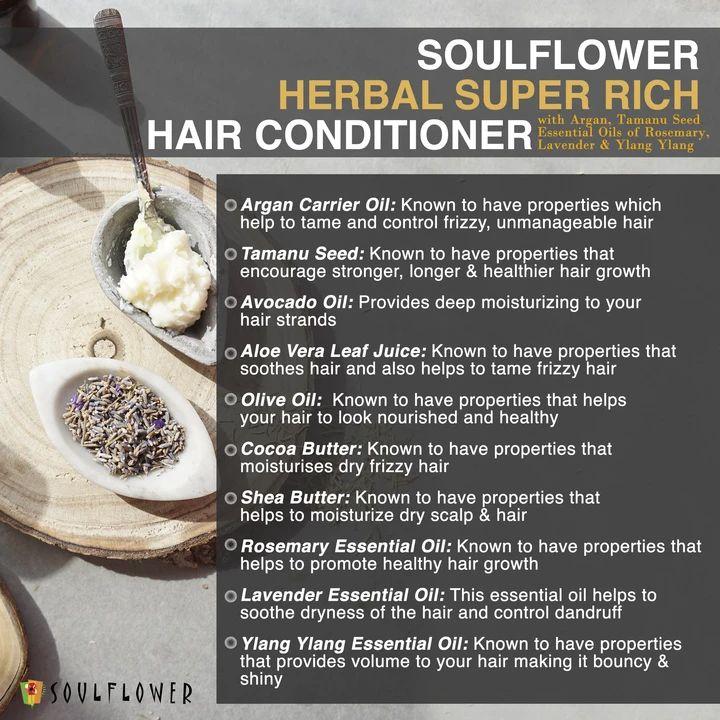 Shop Soulflower Herbal Super Rich Conditioner With Argan & Tamanu on Sublime Life. Nourishes Hair without Damage