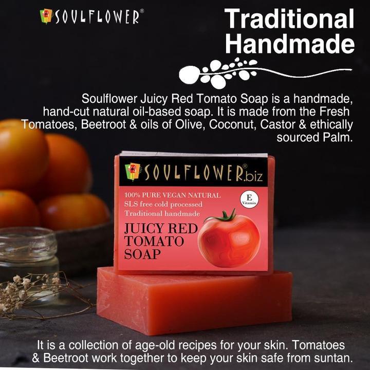 Shop Soulflower Juicy Red Tomato Soap on Sublime Life. Best for Tan Removal, Brightens Skin