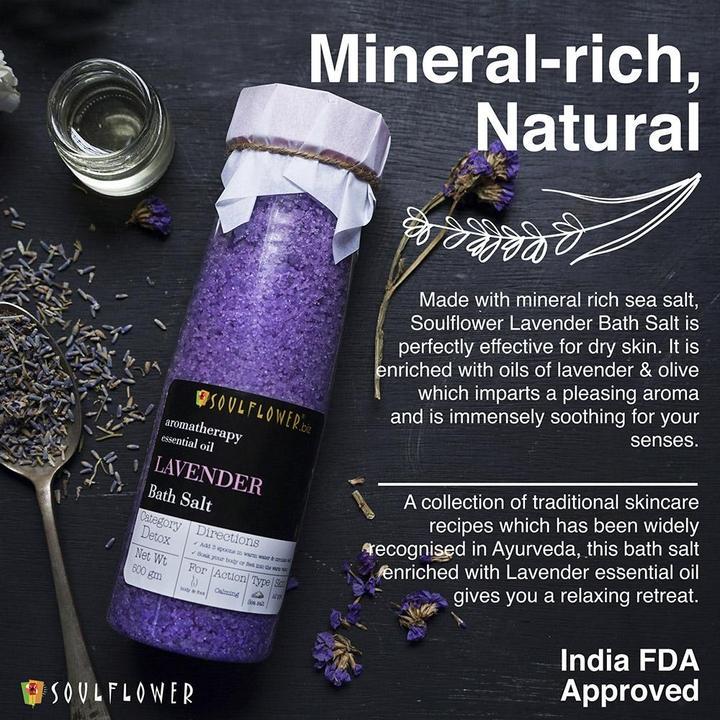 Shop Soulflower Lavender Bath Salt on Sublime Life. Draws out Impurities, infused with Lavender Essential Oils.