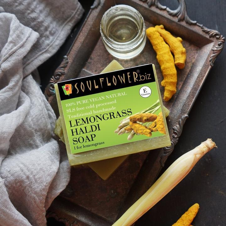 Shop Soulflower Lemongrass Haldi Soap on Sublime Life. Best for Balancing Oil Pores and Healing Skin.
