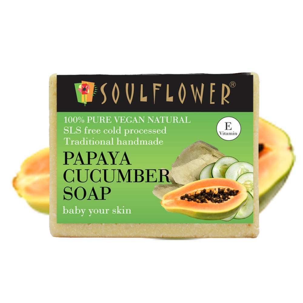 Shop Soulflower Papaya Cucumber Soap on Sublime Life. Easy Makeup Remover And For Clean, Pure Soft Skin.