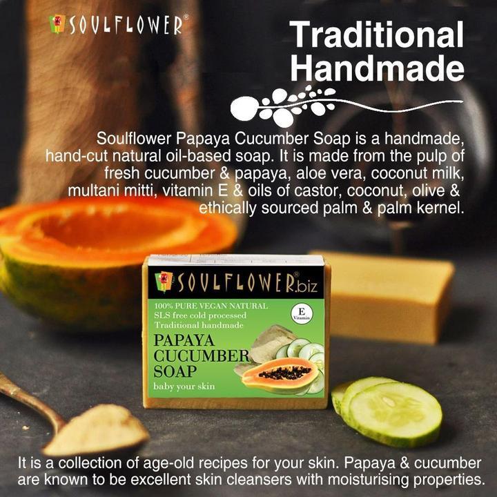 Shop Soulflower Papaya Cucumber Soap on Sublime Life. Easy Makeup Remover And For Clean, Pure Soft Skin.